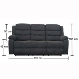 More4Homes Boston 3 Seater Fabric Manual Recliner Sofa in Grey - thumbnail 6