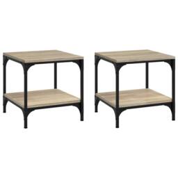 Berkfield Home Side Tables 2 pcs Sonoma Oak 40x40x40 cm Engineered Wood in Light Tan - Size: 40 x 40 x 40 cm - thumbnail 3