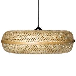 Wyld and Coco Pendant Lamp - Handwoven Natural Bamboo Shade Boho Round Pendant Light - thumbnail 2