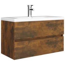 Berkfield Home Sink Cabinet Smoked Oak 80x38.5x45 cm Engineered Wood in Brown - thumbnail 4