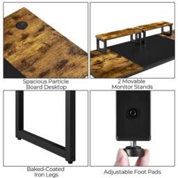 FORGEVIO Vintage Office Desk Steel Frame Movable Monitor Stand - thumbnail 3