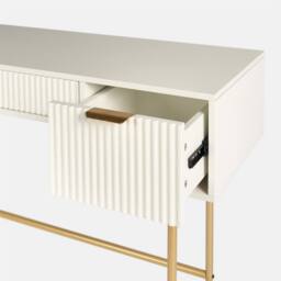OHS Ribbed Dressing Table Vanity Makeup Desk with 3 Drawers in White - thumbnail 5