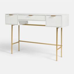 OHS Ribbed Dressing Table Vanity Makeup Desk with 3 Drawers in White - thumbnail 4
