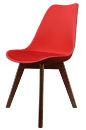 Fusion Living Soho Plastic Dining Chair with Squared Dark Wood Legs in Red - thumbnail 2