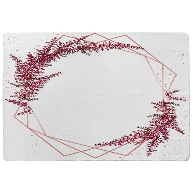 Benjamin Tate Design Pink Flower & Geometric Shapes Rug in Natural - Size: Large - image 1