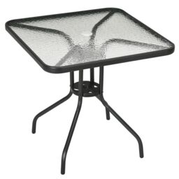 OUTSUNNY Square Patio Table, Glass Top Garden Dining Table 76 x 76cm in Black - Size: 76 x 76 cm - thumbnail 2