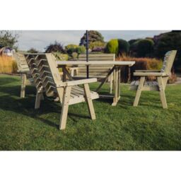Churnet Valley Garden Furniture Ltd Clover Rectangular Table Set - 2 Chair & 2 Bench - Partially Assembled in Brown - thumbnail 2