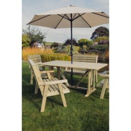 Churnet Valley Garden Furniture Ltd Clover Rectangular Table Set - 2 Chair & 2 Bench - Partially Assembled in Brown - thumbnail 4