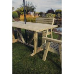 Churnet Valley Garden Furniture Ltd Clover Rectangular Table Set - 2 Chair & 2 Bench - Partially Assembled in Brown - thumbnail 6