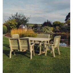 Churnet Valley Garden Furniture Ltd Clover Rectangular Table Set - 2 Chair & 2 Bench - Partially Assembled in Brown - thumbnail 3