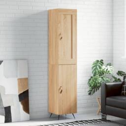 Berkfield Home Highboard Sonoma Oak 34.5x34x180 cm Engineered Wood in Light Tan - thumbnail 2