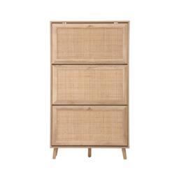sweeek Shoe cabinet with 3 drawers wood decor & cane in Beige - thumbnail 6