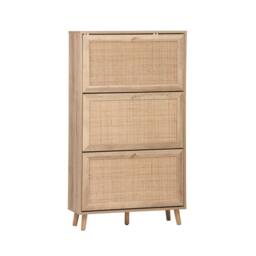 sweeek Shoe cabinet with 3 drawers wood decor & cane in Beige - thumbnail 2