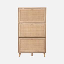 sweeek Shoe Cabinet With 3 Drawers Wood Decor & Cane in Light Brown - thumbnail 2