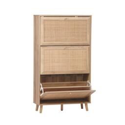 sweeek Shoe cabinet with 3 drawers wood decor & cane in Beige - thumbnail 7