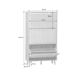 sweeek Shoe cabinet with 3 drawers wood decor & cane in Beige - thumbnail 5
