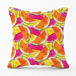 Warren Reed - Designer Watermelon Design Outdoor Cushion in Orange - Size: 60 cm x 60 cm - thumbnail 1