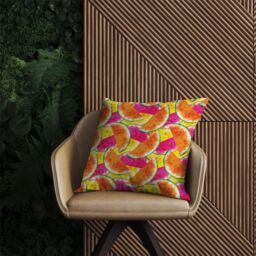 Warren Reed - Designer Watermelon Design Outdoor Cushion in Orange - Size: 60 cm x 60 cm - thumbnail 2