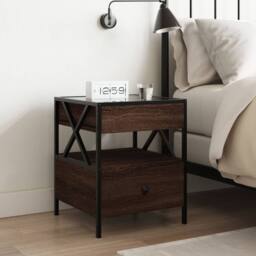Berkfield Home Decorative Bedside Table with Infinity LED Brown Oak 40x40x51 cm - Size: 40 x 40 x 51 cm - thumbnail 4