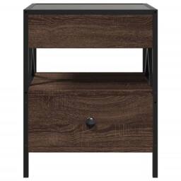 Berkfield Home Decorative Bedside Table with Infinity LED Brown Oak 40x40x51 cm - Size: 40 x 40 x 51 cm - thumbnail 6