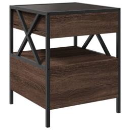Berkfield Home Decorative Bedside Table with Infinity LED Brown Oak 40x40x51 cm - Size: 40 x 40 x 51 cm - thumbnail 8