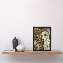 Artery8 Trippy Dog Lover Pet Portrait Abstract Design Framed Art Print in Brown - Size: A4 - thumbnail 4