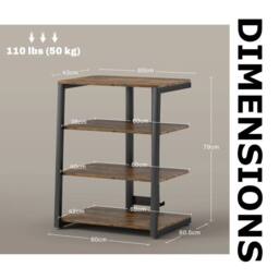 FURNOS Industrial 4 Tier Small TV Stand Unit With Storage Shelves in Brown - thumbnail 8