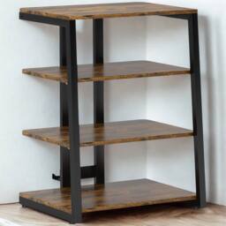 FURNOS Industrial 4 Tier Small TV Stand Unit With Storage Shelves in Brown
