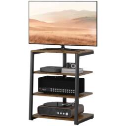 FURNOS Industrial 4 Tier Small TV Stand Unit With Storage Shelves in Brown - thumbnail 7