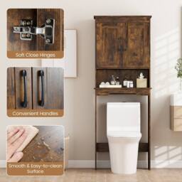 Costway Over The Toilet Storage Cabinet Freestanding Bathroom Organizer in Brown - thumbnail 6