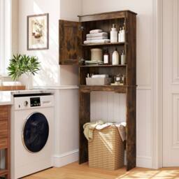 Costway Over The Toilet Storage Cabinet Freestanding Bathroom Organizer in Brown - thumbnail 8