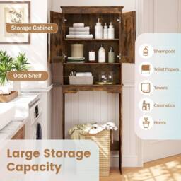 Costway Over The Toilet Storage Cabinet Freestanding Bathroom Organizer in Brown - thumbnail 3