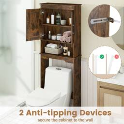 Costway Over The Toilet Storage Cabinet Freestanding Bathroom Organizer in Brown - thumbnail 5