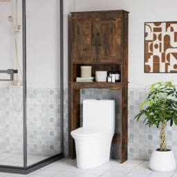 Costway Over The Toilet Storage Cabinet Freestanding Bathroom Organizer in Brown - thumbnail 9