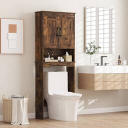 Costway Over The Toilet Storage Cabinet Freestanding Bathroom Organizer in Brown - thumbnail 7