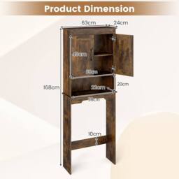 Costway Over The Toilet Storage Cabinet Freestanding Bathroom Organizer in Brown - thumbnail 2