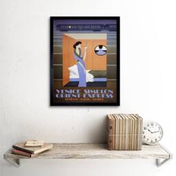 "Artery8 Travel Rail Train Orient Express Venice London Paris Retro Framed Art in Blue - Size: W12"" x H16""" - thumbnail 2