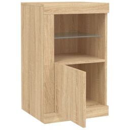 Berkfield Home Side Cabinet with LED Lights Sonoma Oak Engineered Wood in Brown - thumbnail 6