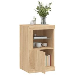 Berkfield Home Side Cabinet with LED Lights Sonoma Oak Engineered Wood in Brown - thumbnail 5