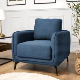 Bravich LTD Brixton Armchair - Modern Fabric Accent Chair with Steel Legs in Blue - thumbnail 1