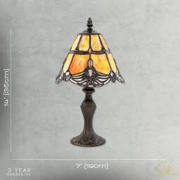 Happy Homewares Quirky & Petite Coloured Stained Glass Tiffany Lamp with Clear Beads in Orange - thumbnail 7