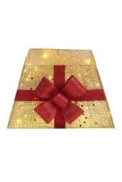 Living and Home Square Christmas Tree Collar Basket Decor with Bow Tie in Gold - thumbnail 5