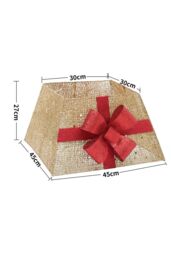 Living and Home Square Christmas Tree Collar Basket Decor with Bow Tie in Gold - thumbnail 6