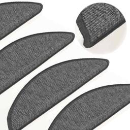 Berkfield Home Stair Mats Self-adhesive 15 pcs 56x17x3 cm Beige & Grey - Size: Medium - thumbnail 2