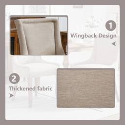 HomeTouch Set of 6 Bewley Plush Linen Upholstered Dining Chairs in Beige - Size: 6 Pack - thumbnail 4