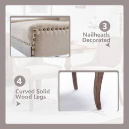 HomeTouch Set of 6 Bewley Plush Linen Upholstered Dining Chairs in Beige - Size: 6 Pack - thumbnail 5