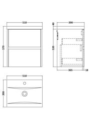 Balterley Wall Hung 2 Drawer Vanity Unit & Ceramic Basin, 500mm - Midnight Blue - thumbnail 7