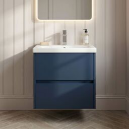 Balterley Wall Hung 2 Drawer Vanity Unit & Ceramic Basin, 500mm - Midnight Blue - thumbnail 8