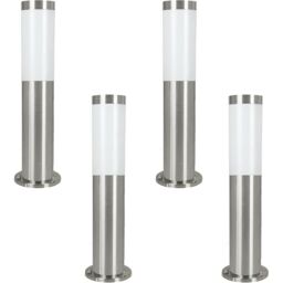 Loops 4 PACK IP44 Outdoor Bollard Light Stainless Steel 12W E27 450mm Driveway Post in Metallics
