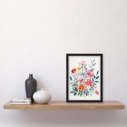 "Artery8 Boho Spring Flower Bouquet Pastel Watercolour Framed Art Print - Size: W12"" x H16""" - thumbnail 4